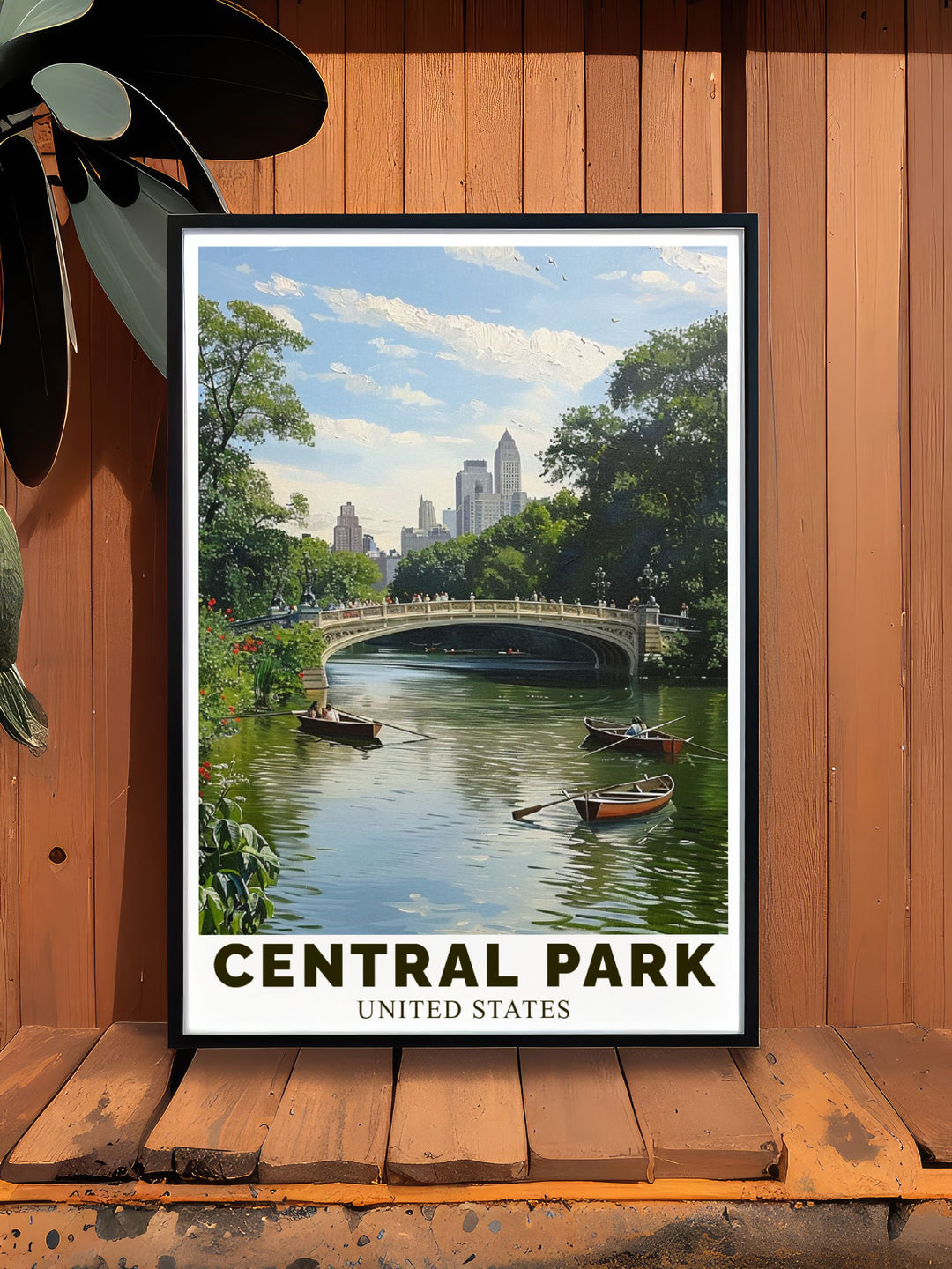 Showcasing the picturesque Bow Bridge and the tranquil atmosphere of Central Park, this travel poster adds a unique touch of natural and urban elegance to your living space.