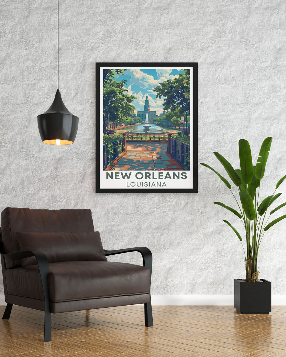 Beautiful Jackson Square print featuring the stunning buildings and lively surroundings of New Orleans ideal for adding a touch of Louisiana elegance to your home or office decor and perfect for lovers of New Orleans travel