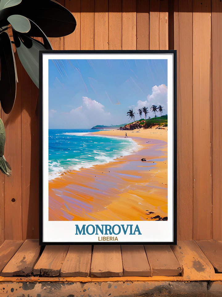 ELWA Beach modern decor print highlighting the breathtaking beach landscape with its crystal clear waters and golden sands perfect for transforming your home into a beachside retreat