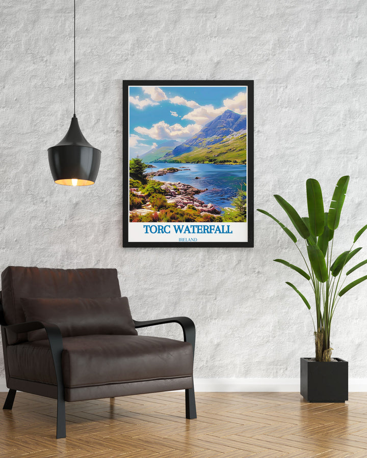 Highlight the rich history and legends of Torc Waterfall with this captivating art print, a perfect addition to any art collection.
