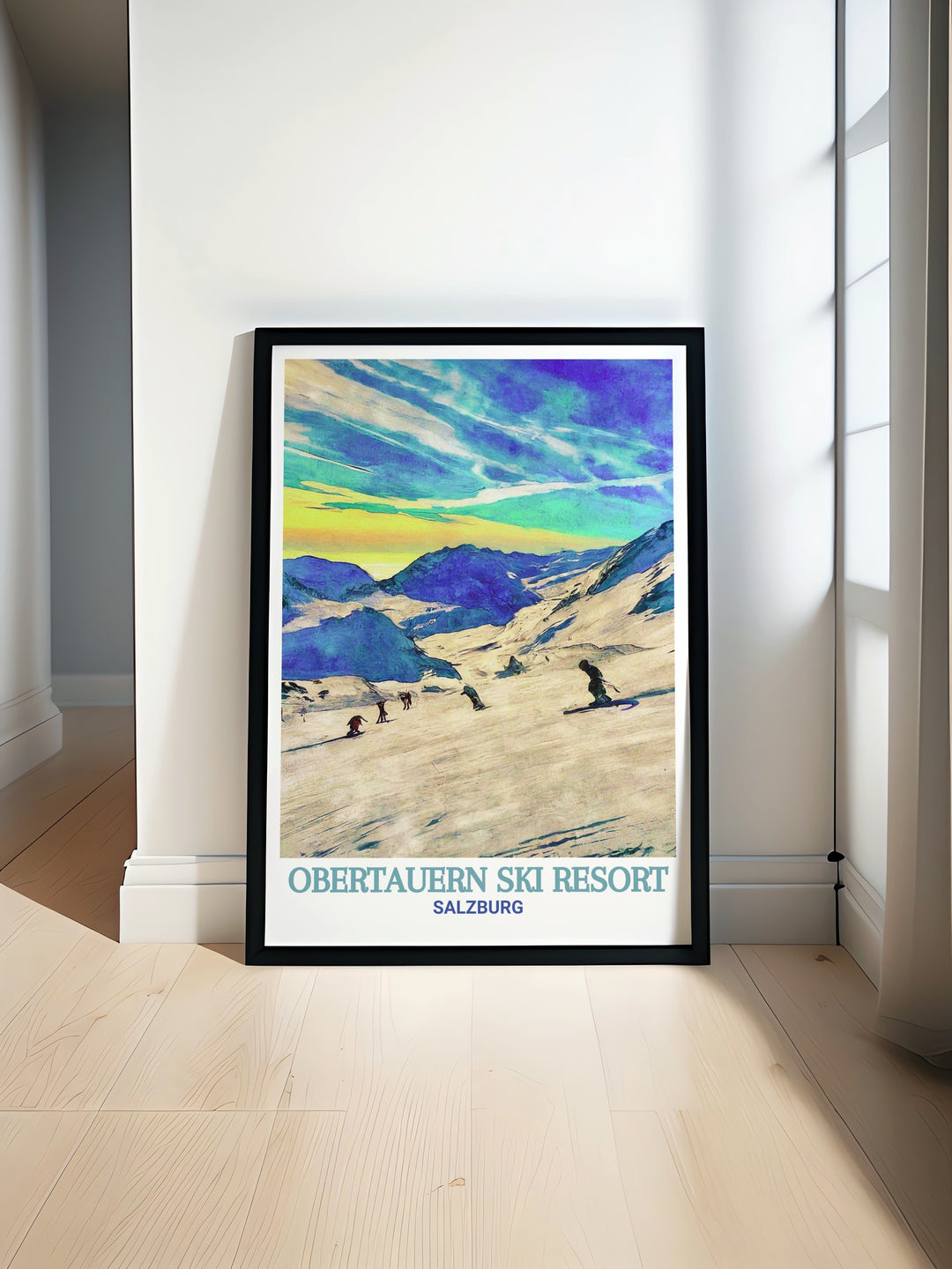 This artwork of Obertauern Ski Resorts stunning slopes against the Radstädter Tauern captures the essence of Austrias premier ski destination. A unique and thoughtful gift for fans of skiing and the Austrian Alps.