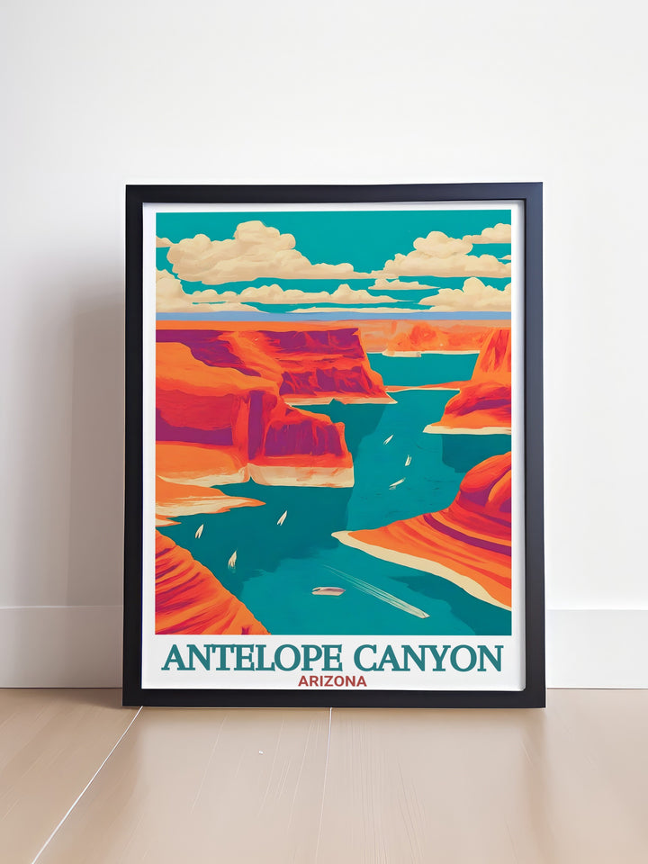Beautiful Lake Powell artwork featuring the serene landscapes and expansive scenery of this breathtaking Arizona landmark ideal for those who appreciate the beauty of natural wonders and want to enhance their home decor.