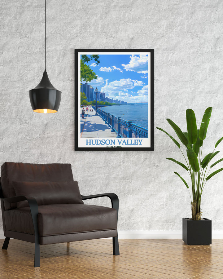 Black and white Hudson Valley map print featuring Hudson Riverfront Park ideal for enhancing living room or bedroom decor this modern print is the perfect gift for lovers of fine art and nature perfect for special occasions like Fathers Day or Mothers Day.