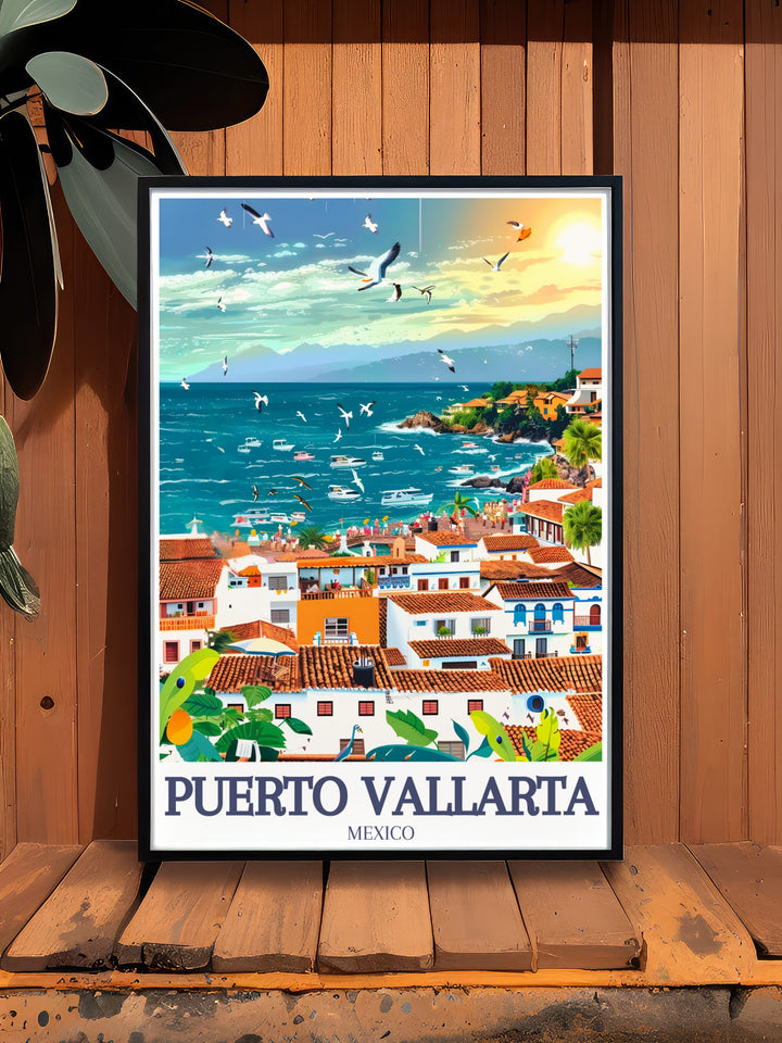 This Puerto Vallarta fine line print captures the charm of the city, including Banderas Bay and Puerto Vallarta beach, in a modern black and white design. Ideal for decor or as a meaningful gift for travel lovers, this print celebrates the elegance of Mexicos coastal beauty.