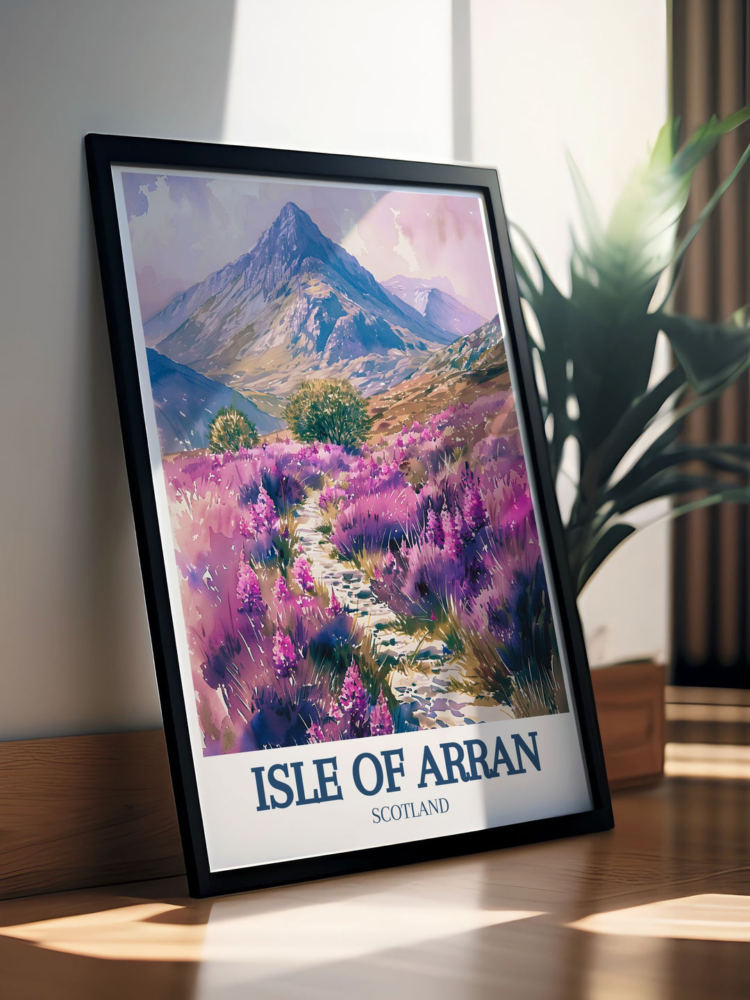 Isle of Arran decor featuring famous landmarks, perfect for thoughtful gifts or personal use. This travel print embodies the vibrancy of the island, making it a cherished piece for art lovers and travelers alike.