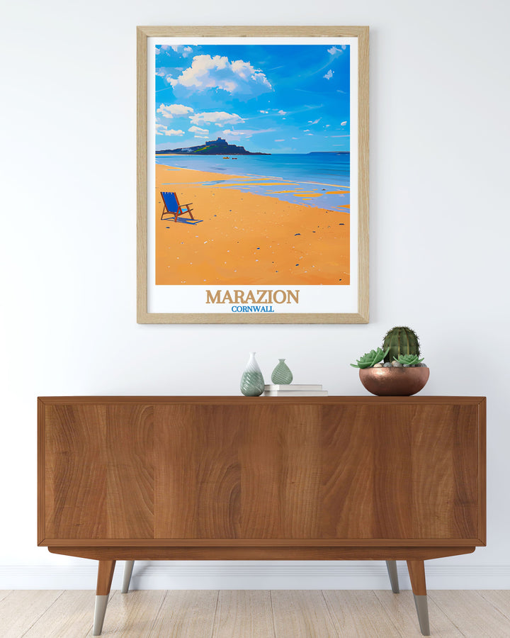 Marazion Beach modern prints offer a contemporary twist on coastal decor making them an ideal choice for any room add a touch of class to your home with these beautifully crafted art prints capturing the timeless allure of Marazion Beach