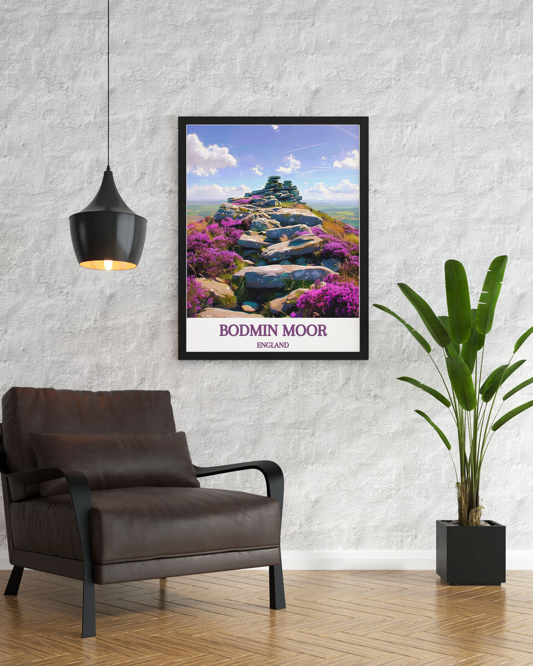 Modern wall decor featuring Roughtor summit on Bodmin Moor, capturing the rugged charm and serene beauty of this legendary location, perfect for enhancing your home with the captivating essence of Cornwalls countryside.