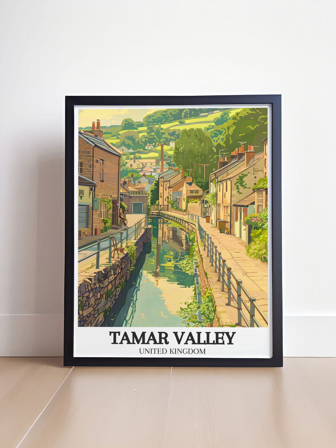 Celebrate the beauty of the Tamar Valley with this Tavistock Canal River Tamar print. Perfect for modern interiors, this stunning piece of wall art captures the vibrant colors and serene landscapes of Cornwall and Devon.