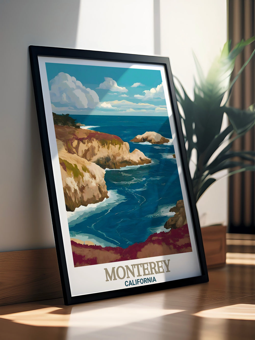 This Monterey Bay canvas art features Point Lobos, capturing the dynamic and peaceful beauty of one of Californias most scenic spots. Ideal for anyone who loves coastal landscapes, this artwork makes a unique and meaningful gift.