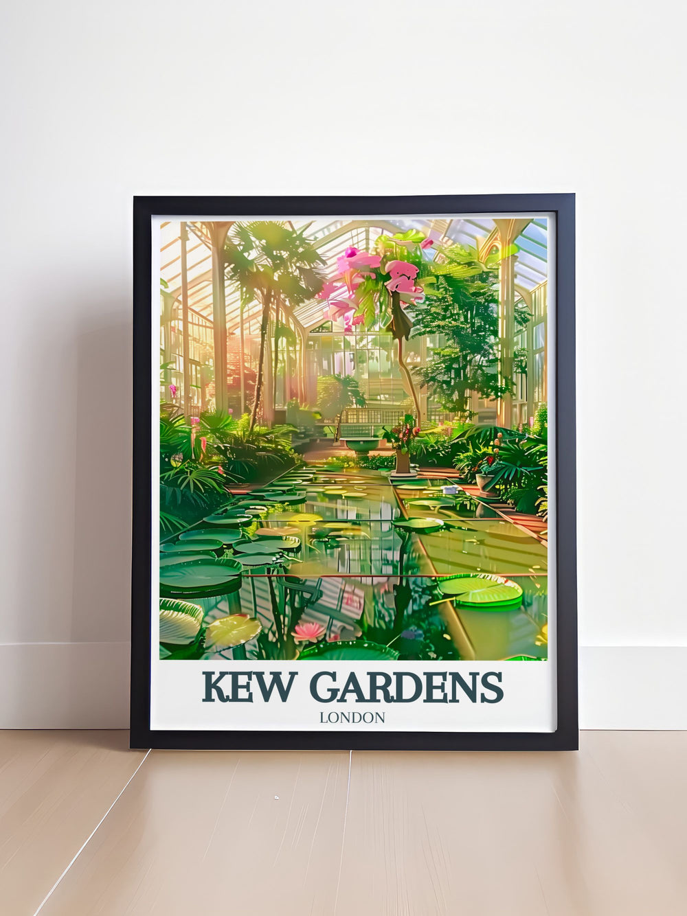 The Palm House and Orchid Extravaganza come to life in this beautifully detailed Kew Gardens Wall Poster. The intricate black and white design offers a timeless piece of art for any home or office. A wonderful gift for those who appreciate English history, nature, and elegant design.