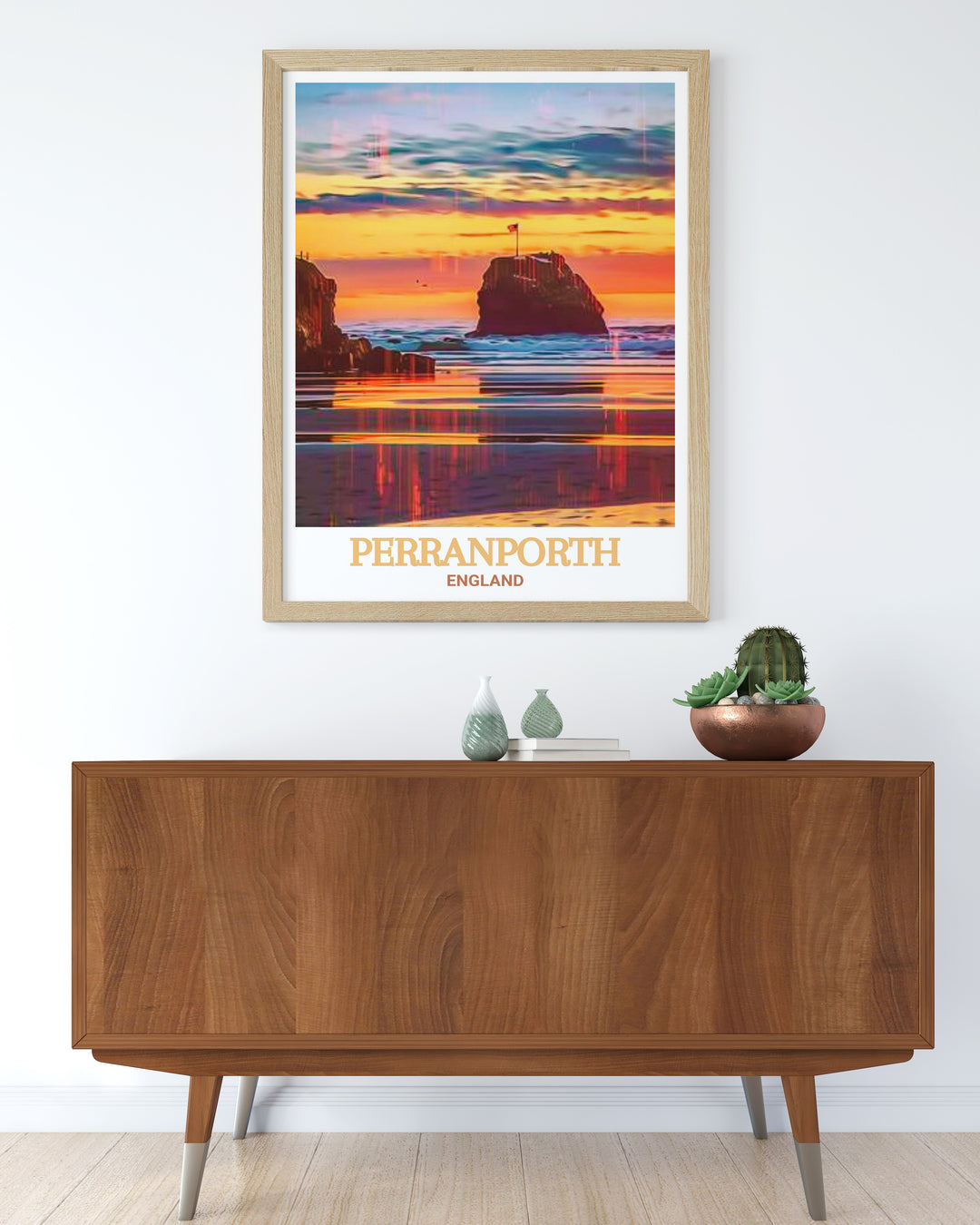 Decorative art print of Chapel Rock, capturing the essence of this scenic England landmark. Ideal for enhancing your home with natural beauty. The vibrant imagery provides a glimpse into the serene coastal landscapes.