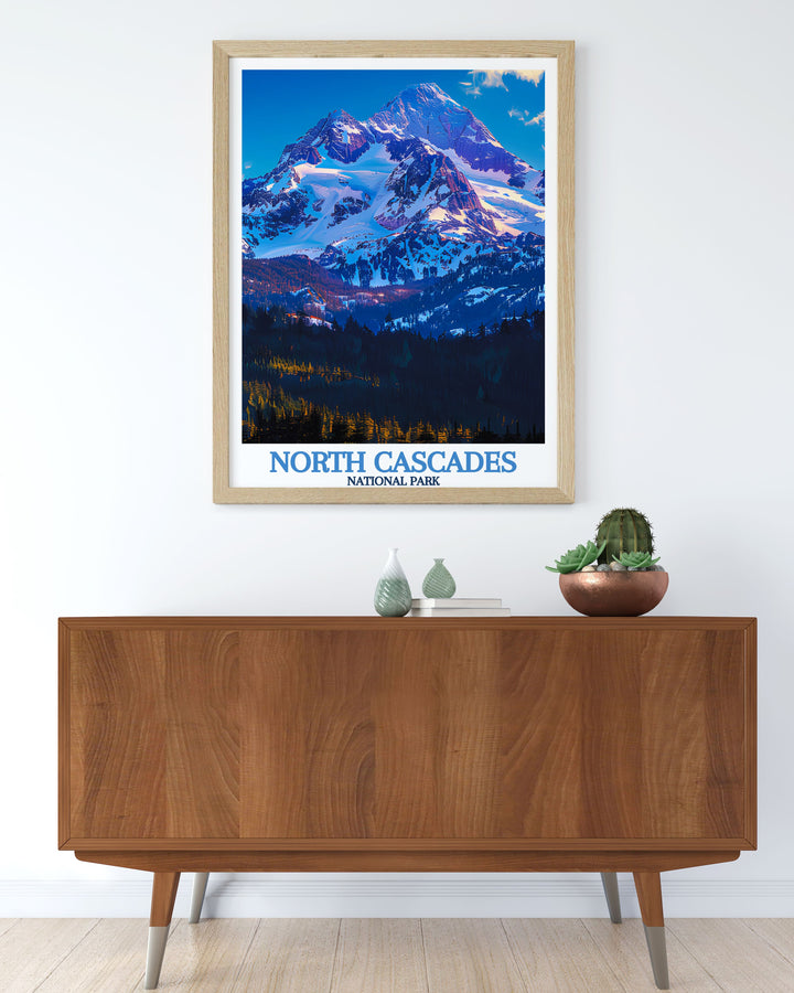 Mount Shuksan artwork with vibrant colors and intricate details capturing the breathtaking scenery of North Cascades National Park for a perfect wall decor