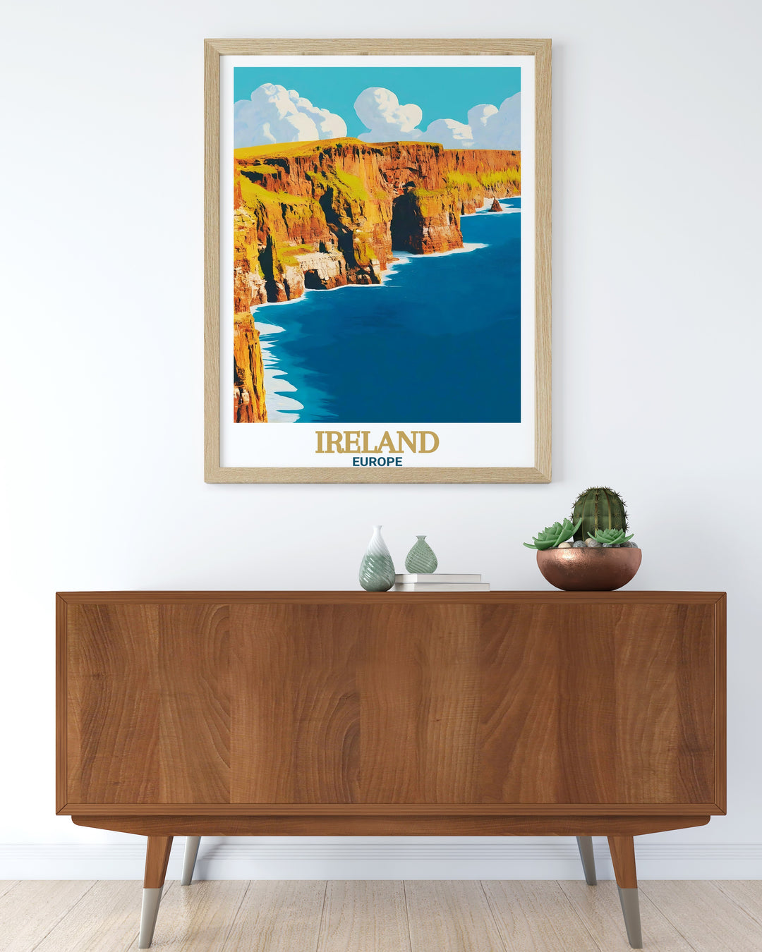 Elevate your space with this stunning Ireland wall art featuring both Dublins skyline and the natural grandeur of the Cliffs of Moher. Perfect for anyone who loves to travel.