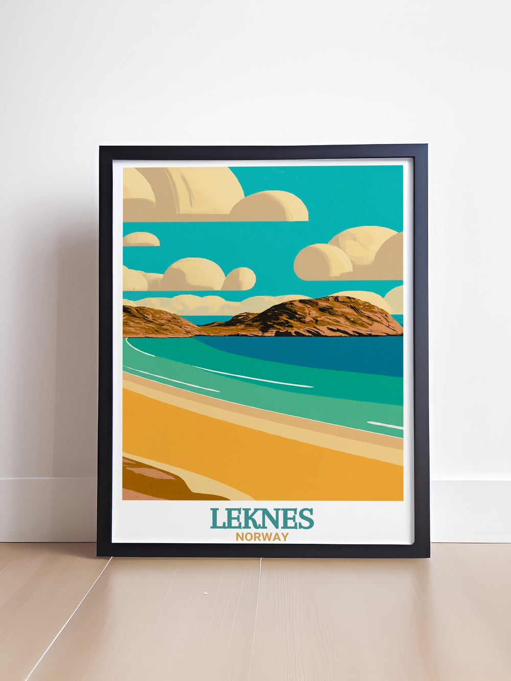 This artwork of Utakleiv Beach encapsulates the raw beauty of Norways coastal environment, making it an ideal piece for those who admire stunning vistas and wish to infuse their space with the essence of the Lofoten Islands.