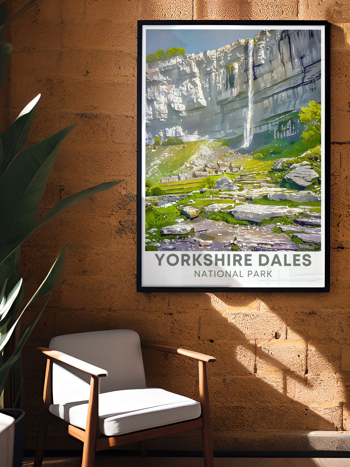 Bring the charm of the Yorkshire Dales into your home with this Malhom Cov posterViaduct capturing the essence of this beautiful region and its iconic viaduct.