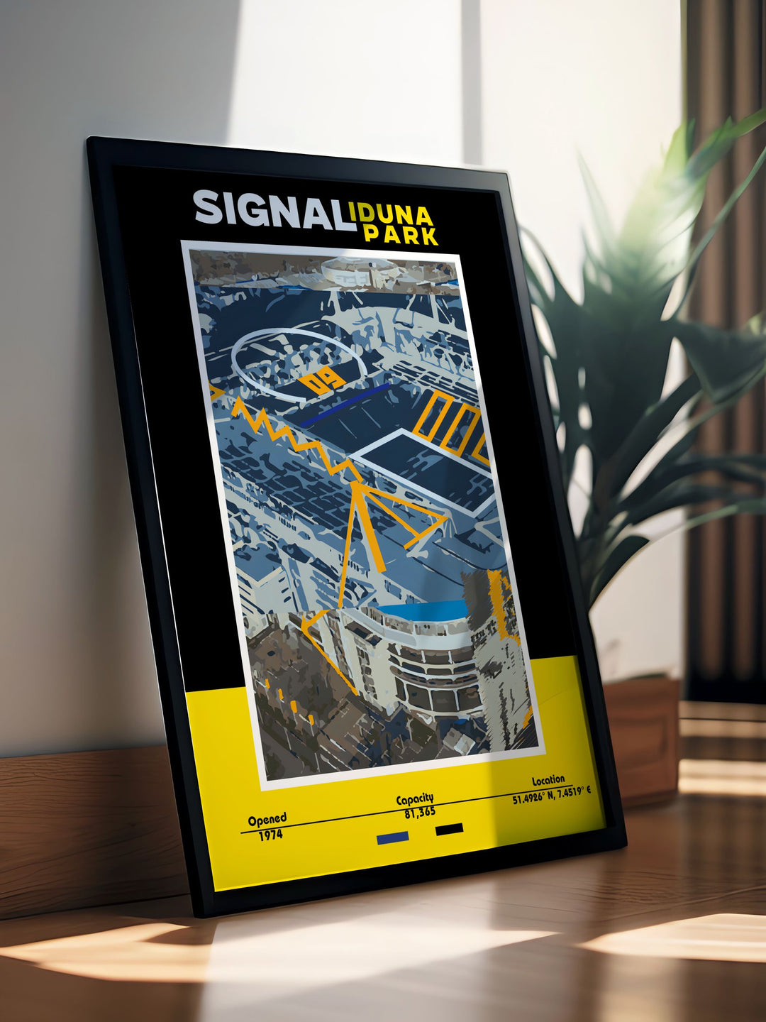 Celebrate the legacy of Borussia Dortmund with this stunning Marco Reus Print showcasing the iconic Signal Iduna Park and the dynamic talents of Julian Brandt and Donyell Malen