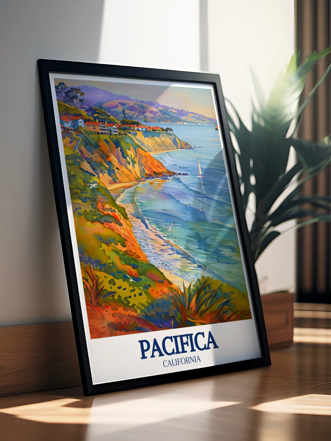 San Mateo County and Pacific State Beach modern prints capturing the vibrant coastal scenery of Pacifica ideal for elegant home decor