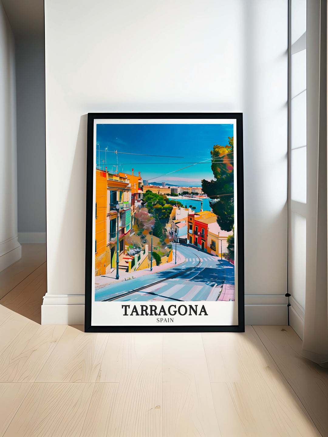 Tarragona Old Town Costa Dorada Spain Travel Print showcasing intricate details of historic Roman ruins and Mediterranean coastline perfect for adding elegance to any room or office.