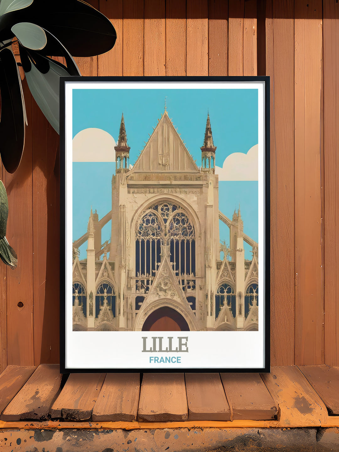 This France travel print showcases Saint Maurice Church in Lille, highlighting the majestic Gothic architecture that has made it one of the citys most admired landmarks. The artwork is perfect for lovers of French history, architecture, and travel.