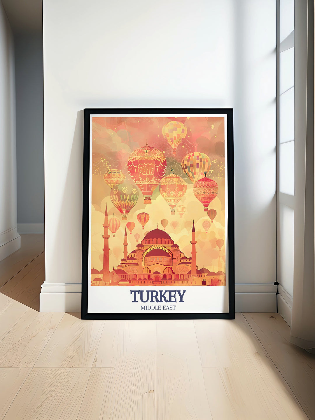 Capture the essence of Turkey with this wall poster featuring Hagia Sophia and the iconic streets of Istanbul. This travel print offers a glimpse into Turkeys rich history and cultural significance, making it a timeless addition to any art collection.