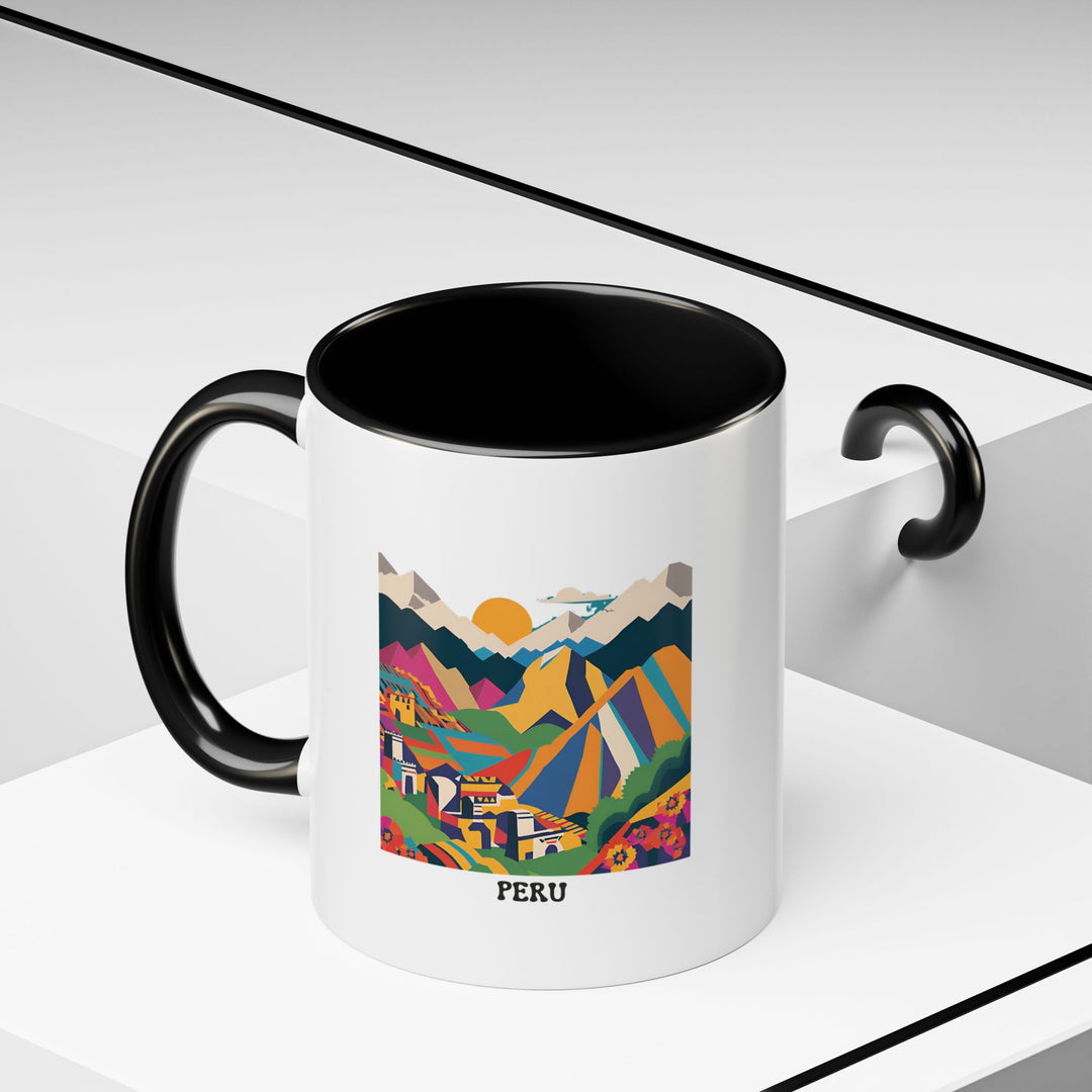 A detailed Peru Mug featuring the breathtaking Machu Picchu and the scenic Andes. It’s perfect for anyone who appreciates Peru’s beauty, offering both durability and ease of use with its microwave-safe and dishwasher-safe design.