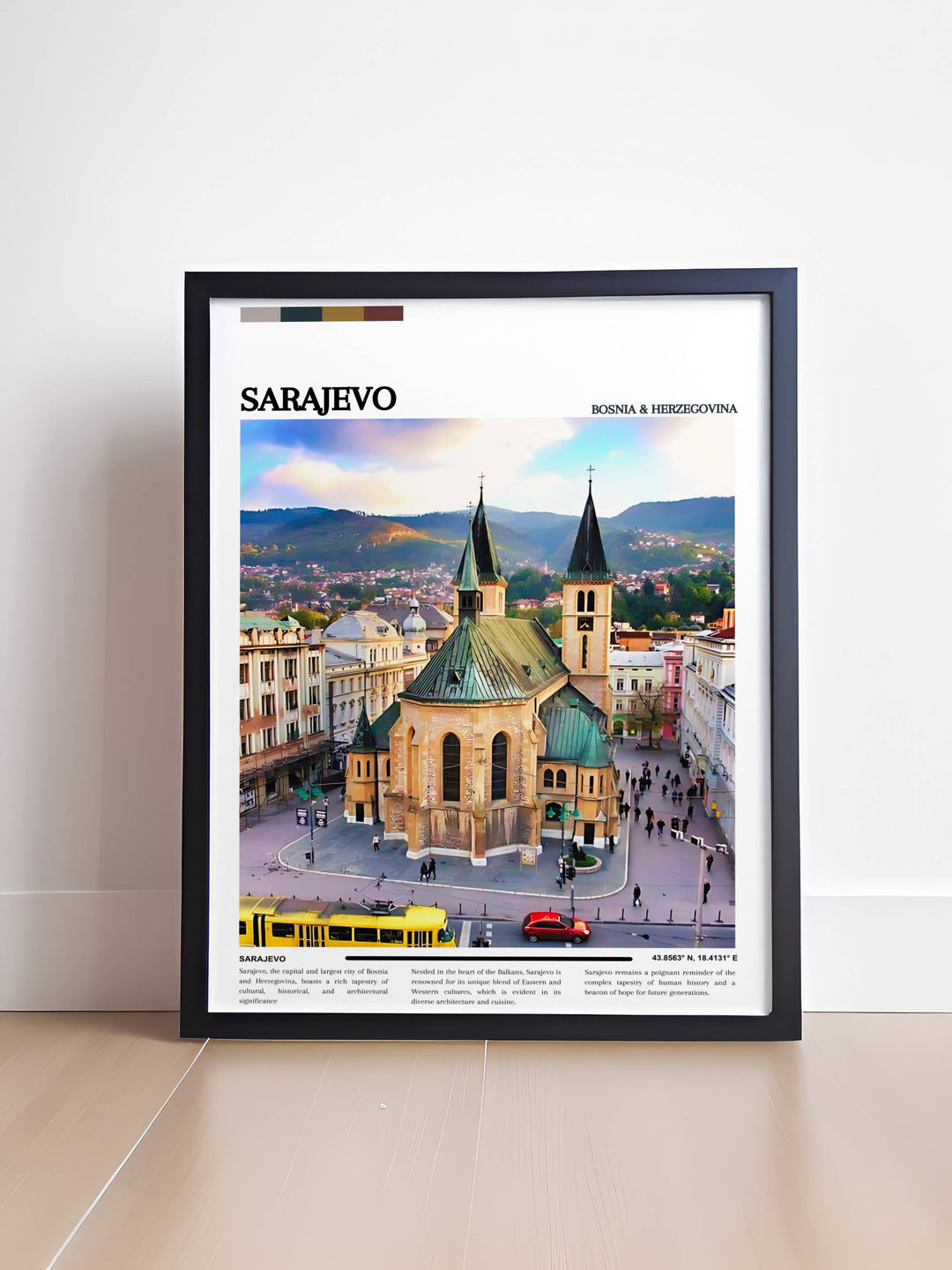 Captivating Sarajevo photo featuring the bustling streets and stunning landscapes of Bosnia Herzegovina. Ideal for birthday gifts and anniversary presents, this Sarajevo wall art brings the citys charm and beauty into any living space, creating a unique visual experience.