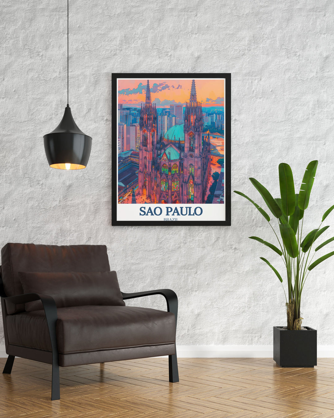 Featuring São Paulos grand São Paulo Cathedral and the historic Praça da Sé square, this art print provides a beautiful look at one of Brazils most beloved landmarks. The striking combination of Gothic architecture and vibrant city life makes this piece a standout in any art collection.