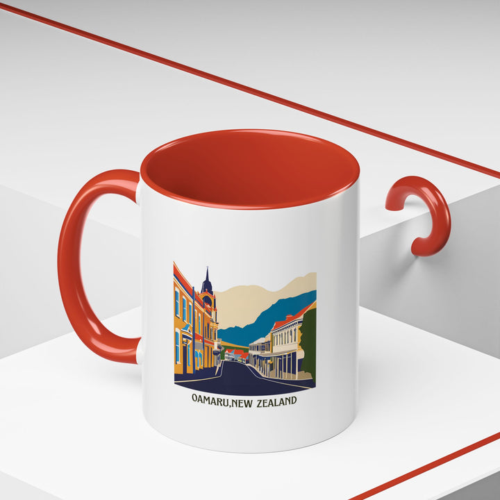 Bring the beauty of Oamaru New Zealand to your mornings with this stylish ceramic mug. Featuring detailed artwork of the town’s scenic views and historic buildings, it is durable, dishwasher safe, and microwave friendly, perfect for coffee and tea lovers alike.