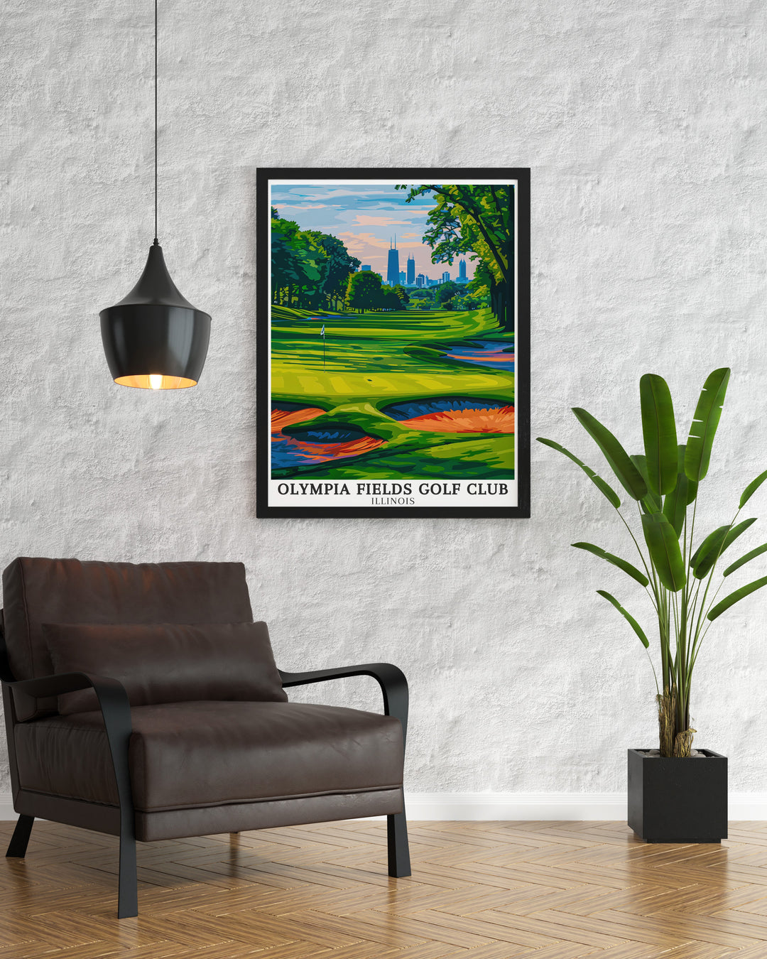 Olympia Fields Golf Club Poster showcasing South Course Illinois skyline a perfect blend of natural beauty and urban sophistication this Golf Artwork is an ideal choice for anyone seeking to add a touch of elegance to their home with high-quality Golf Wall Art