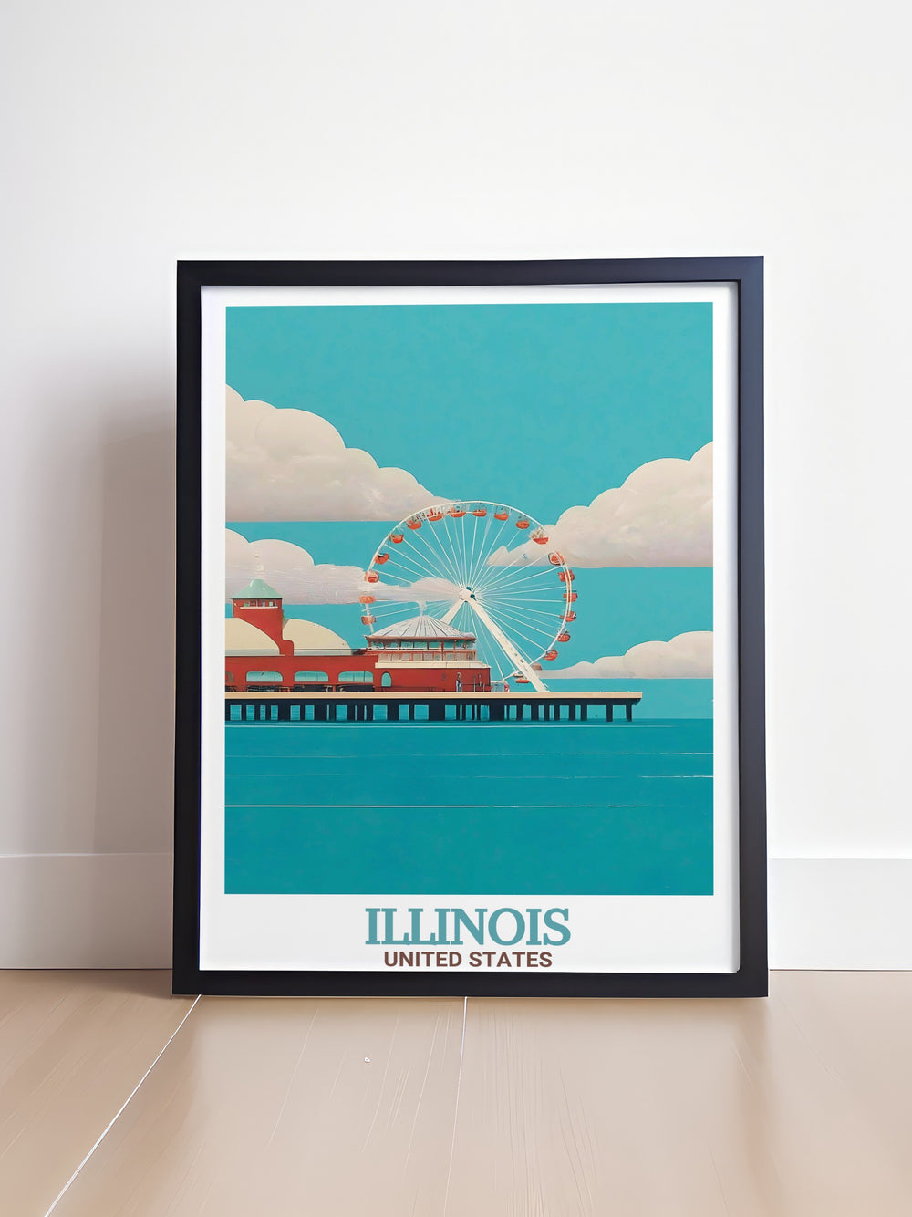 This vibrant wall art print depicts the beauty of Navy Pier and the Chicago skyline, combining modern design with a nostalgic feel. Its an ideal gift for those who appreciate urban landscapes or have fond memories of their time in the city.