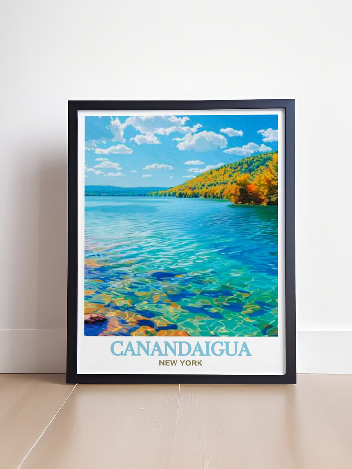 Canandaigua Lake fine art poster depicting the beauty of the lakes natural surroundings. An elegant piece for enhancing your home decor.