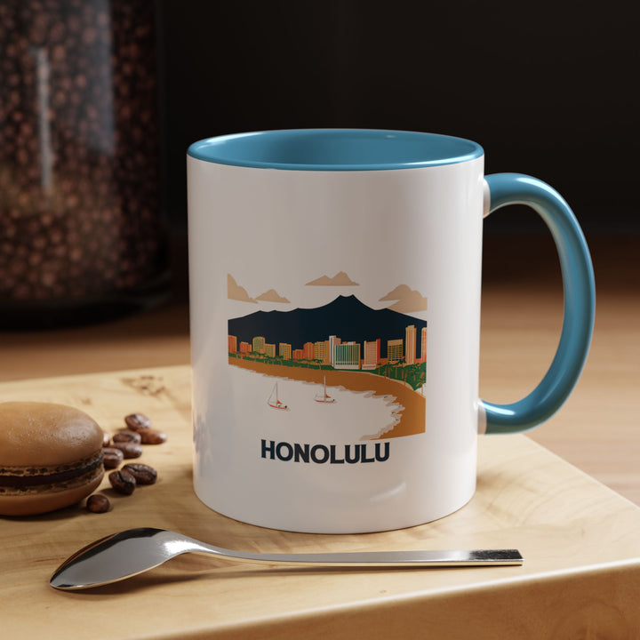 Experience the beauty of Hawaii with this Honolulu ceramic mug featuring elegant designs. It is dishwasher-safe, microwave-friendly, and ideal for gifting or enjoying your favorite beverages at home.