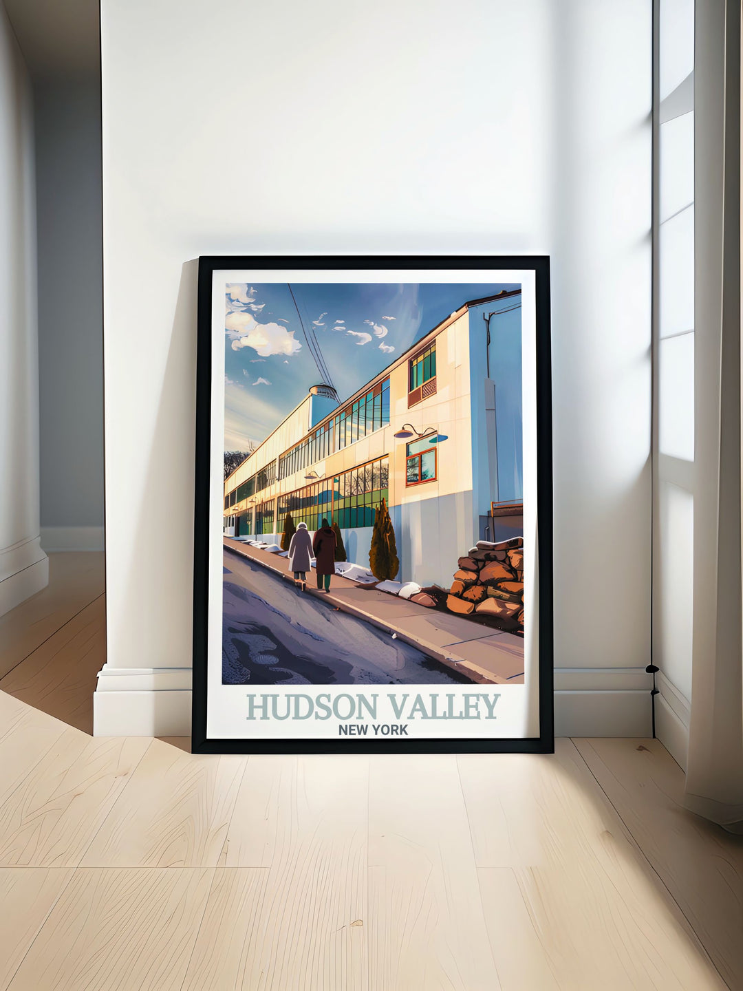 The Wick Hotel modern print featuring a detailed black and white Hudson Valley map perfect for elegant home decor ideal for creating a stylish living room or office space and makes a thoughtful gift for birthdays anniversaries or holidays like Christmas and Fathers Day.