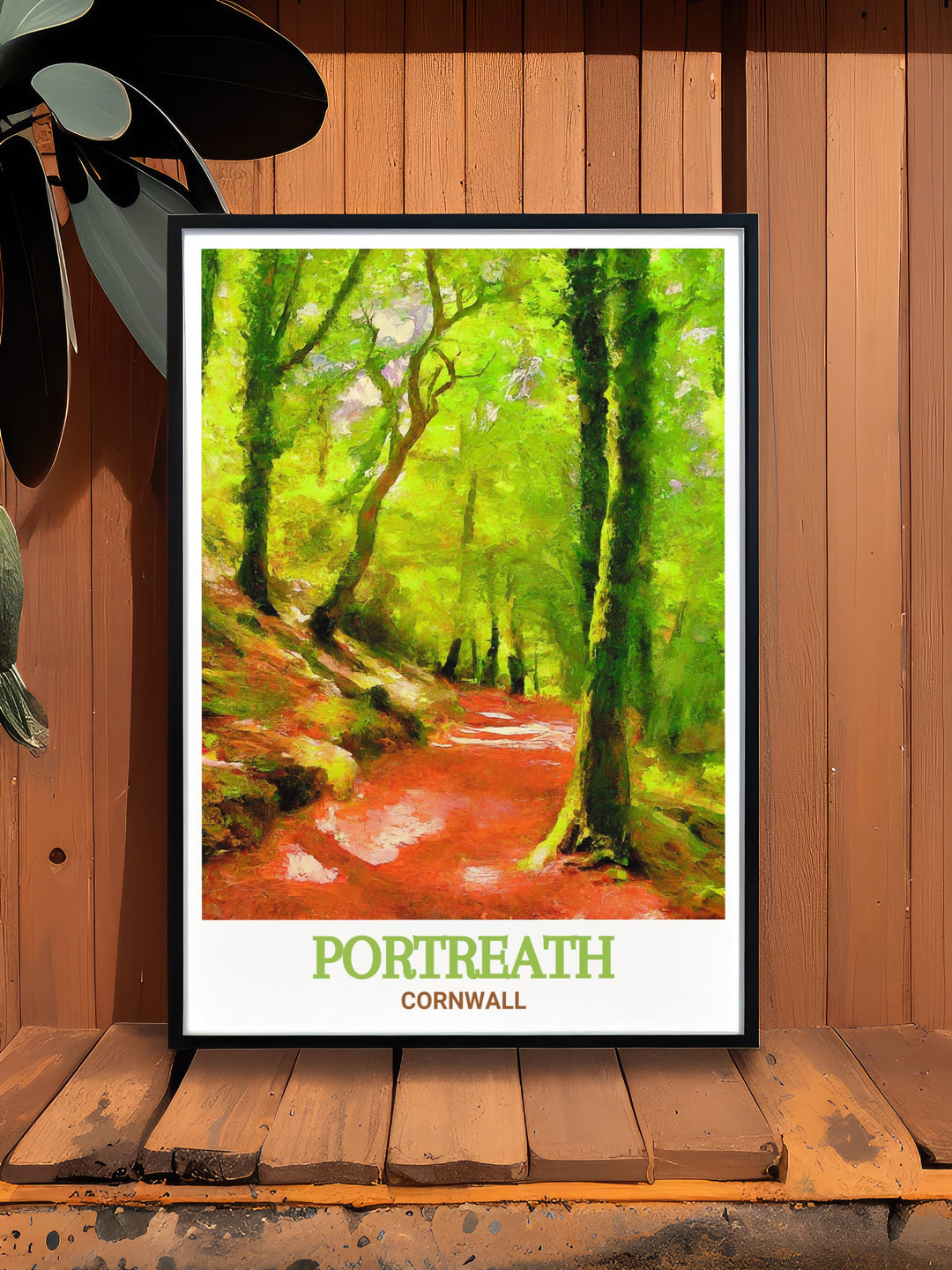 The coastal charm of Portreath and the mystical allure of Illogan Woods are beautifully illustrated in this print. The artwork showcases the serene beauty of these Cornwall landmarks, making it a perfect addition to any home decor. Whether youre decorating a living room or bedroom, this piece brings a sense of peace and tranquility to your space.