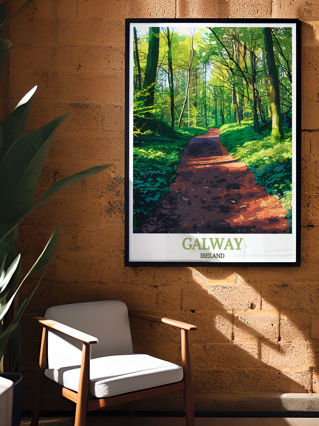 Add a sophisticated touch to your décor with this Galway Poster. Featuring the detailed streets of Galway alongside the tranquil Merlin Woods, the black and white design offers a timeless elegance that suits any room.