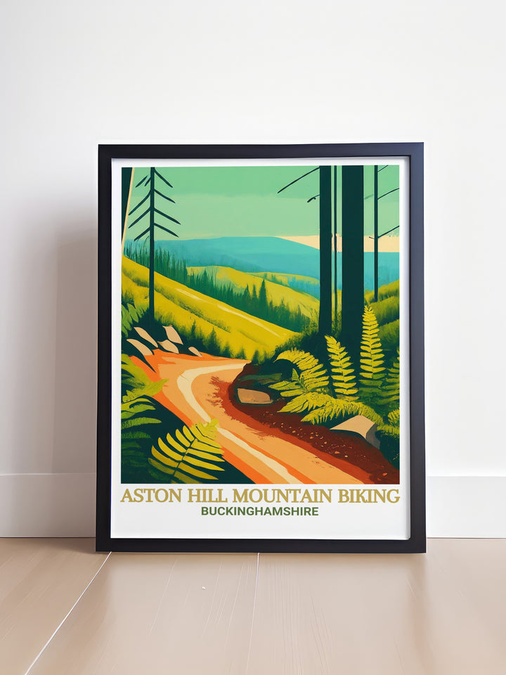 Black Run Modern prints from Aston Hill MTB and Wendover Poster offer a dynamic and vibrant addition to your living space Chiltern Hills MTB and Wendover Woods are beautifully captured in this Mountain Bike Print perfect for any mountain biking fan