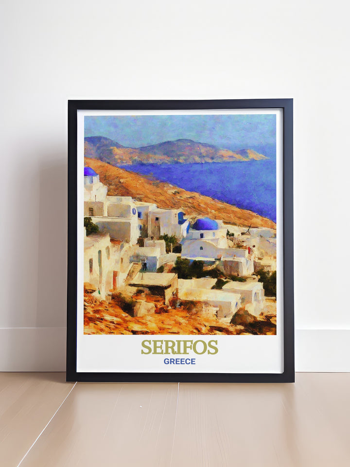 Experience the tranquility of Serifos, Greece, with this stunning print of Chora, the islands capital. The artwork highlights the unique architecture and breathtaking views of the Aegean Sea, making it an ideal addition to your home decor.