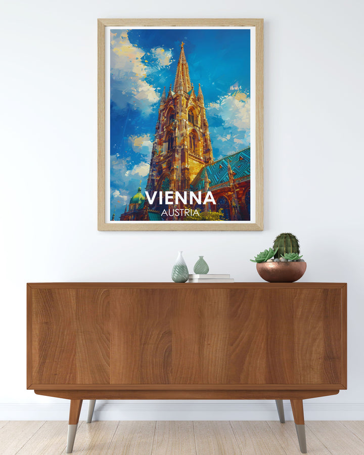 Vienna Art Print showcasing the magnificent St. Stephens Cathedral a timeless piece for art enthusiasts and history lovers perfect for enhancing your living space with a touch of Viennas charm