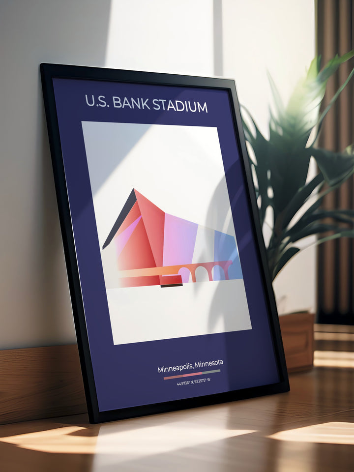 Vibrant US Bank Stadium artwork perfect for football memorabilia collection and a great home office idea for sports lovers