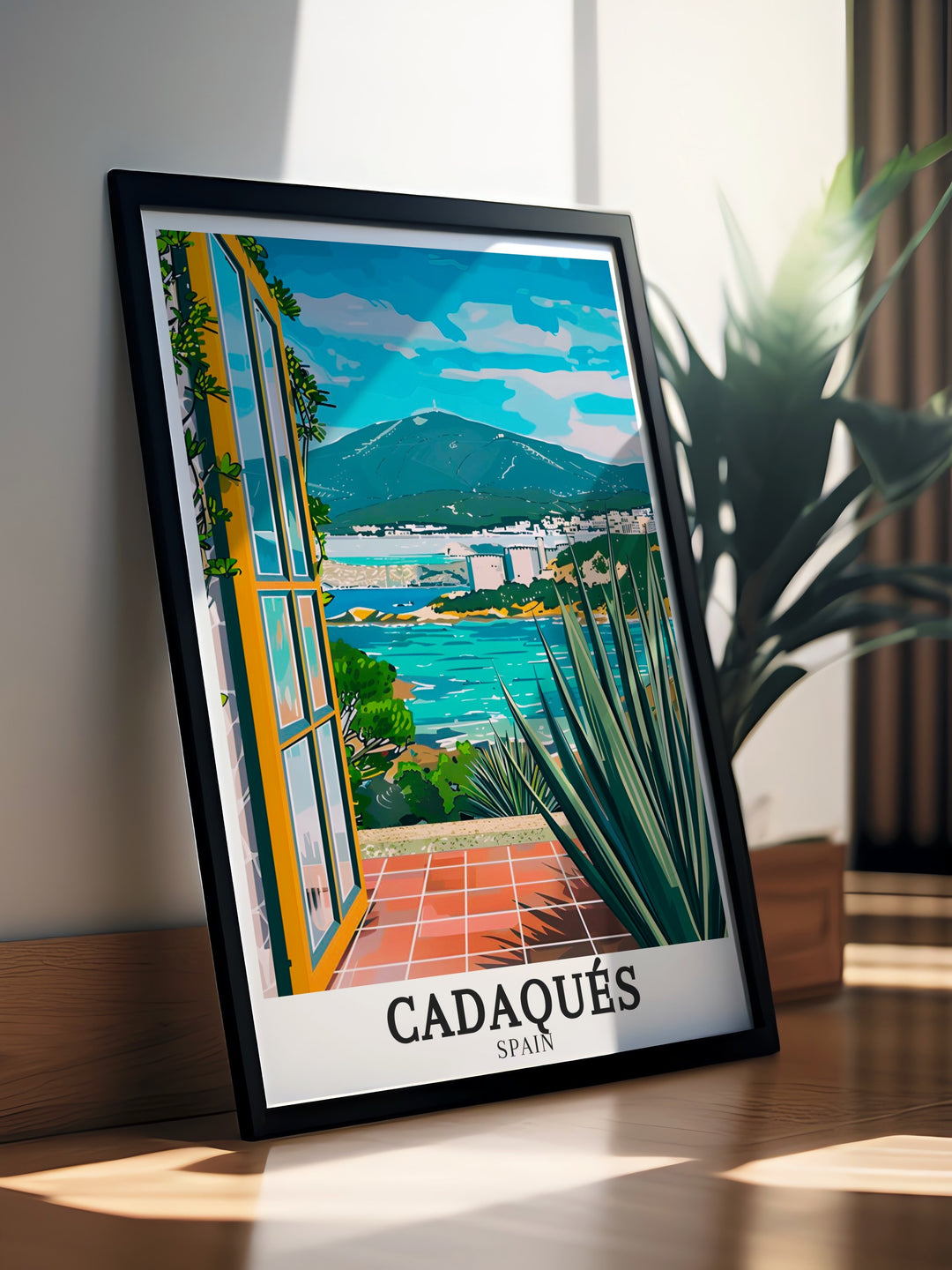 Cadaqués wall art features the iconic white houses and blue sea that define this charming Spanish coastal town. Perfect for anyone who loves Mediterranean architecture and coastal views, this print brings a serene touch to your home.