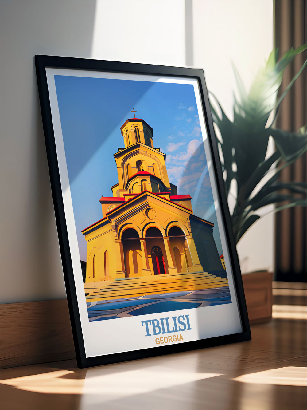 This stunning Tbilisi Wall Art showcases the iconic Holy Trinity Cathedral alongside a vintage style city map making it an elegant addition to any living space. A great choice for travel enthusiasts and art lovers alike this print also makes a memorable gift.