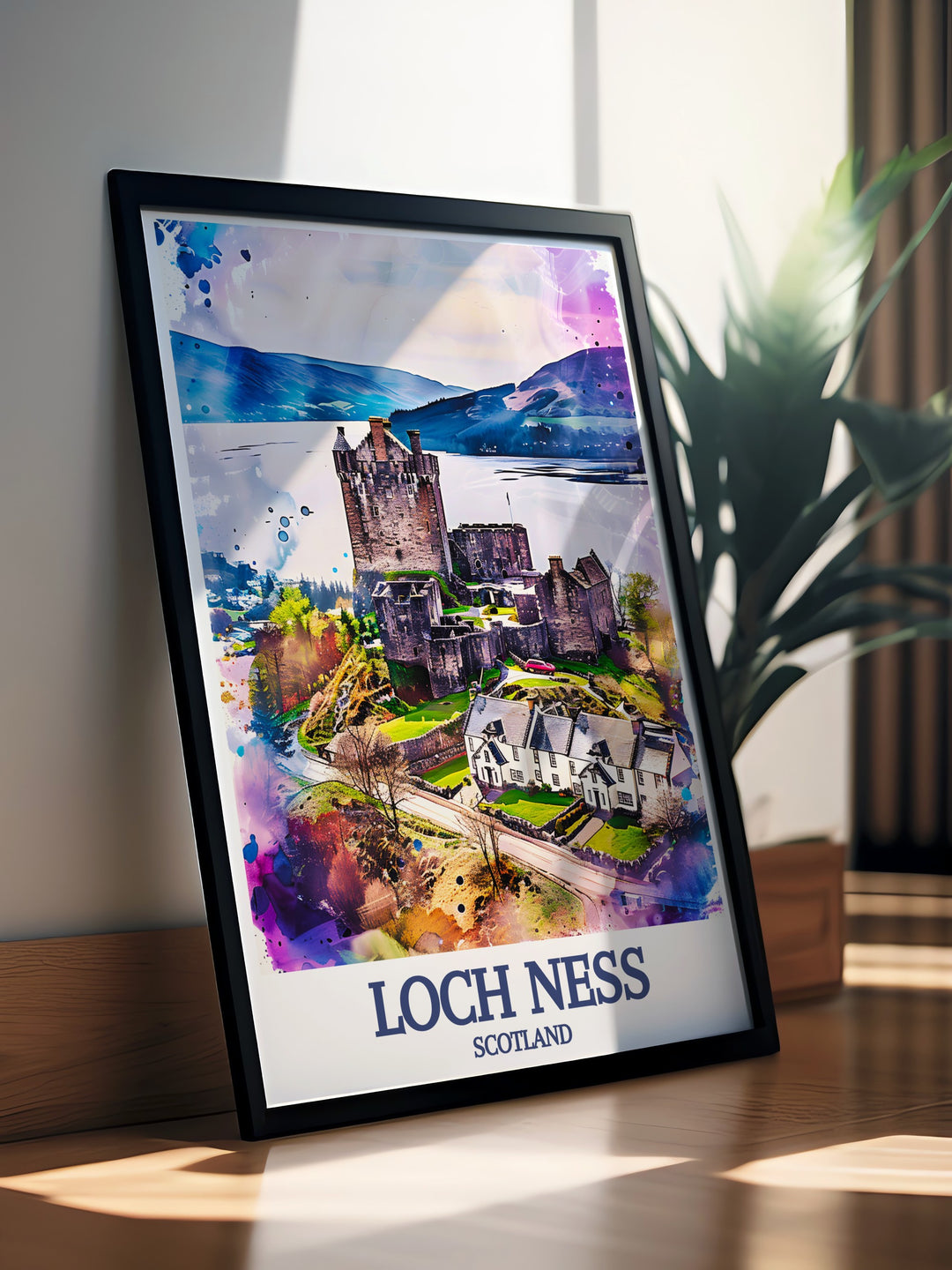 Enhance your home decor with this elegant Loch Ness Drumnadrochit wall art. Featuring the iconic Scottish loch and the breathtaking Highlands, this artwork brings a touch of serenity and beauty to any room in your home or office.