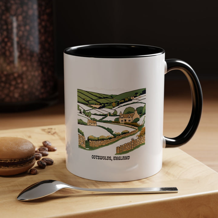 Celebrate the beauty of the English countryside with this Cotswolds England mug. Crafted from dishwasher-safe ceramic, it is ideal for daily coffee or tea and serves as a meaningful gift or keepsake for nature lovers.