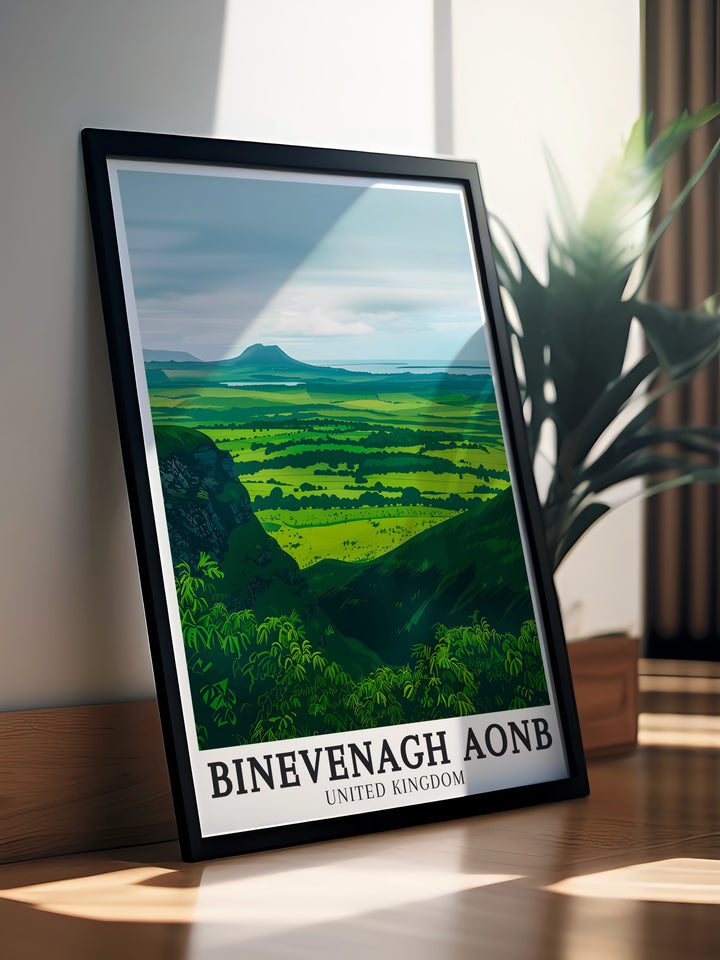 Binevenagh Mountain Walk Limavady wall art showcasing the dramatic cliffs and landscapes of Binevenagh AONB this print is perfect for creating a stunning focal point in your home or office ideal for fans of Northern Ireland art