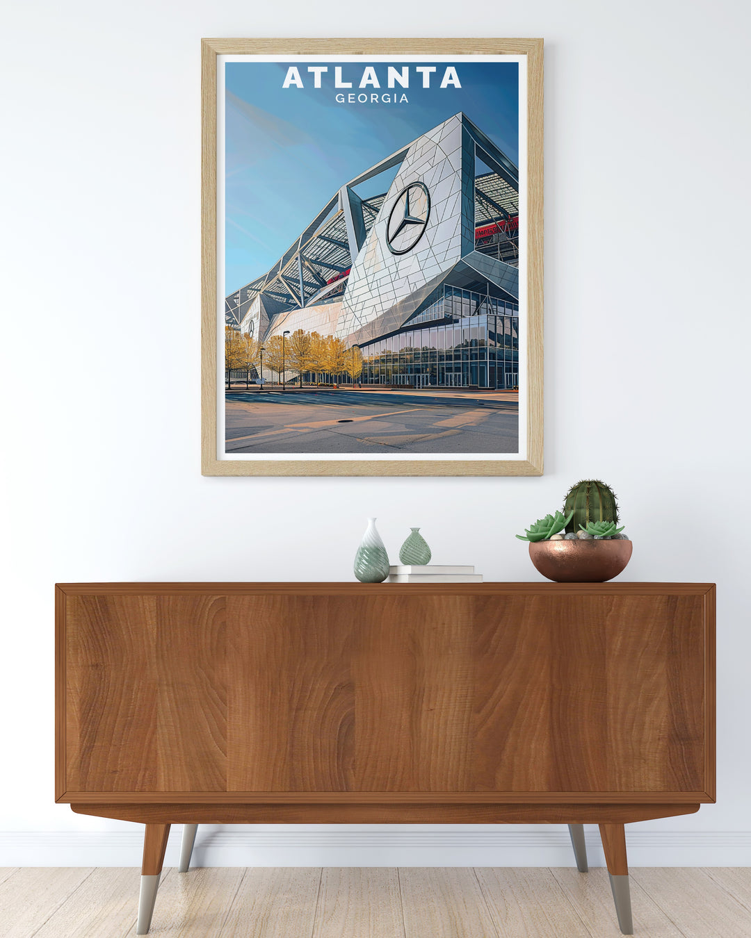 Mercedes Benz Stadium modern art print is ideal for any Atlanta lover. Add this Atlanta wall art to your decor for a touch of sophistication. Perfect for unique traveler gifts or as a thoughtful gift for any special occasion.