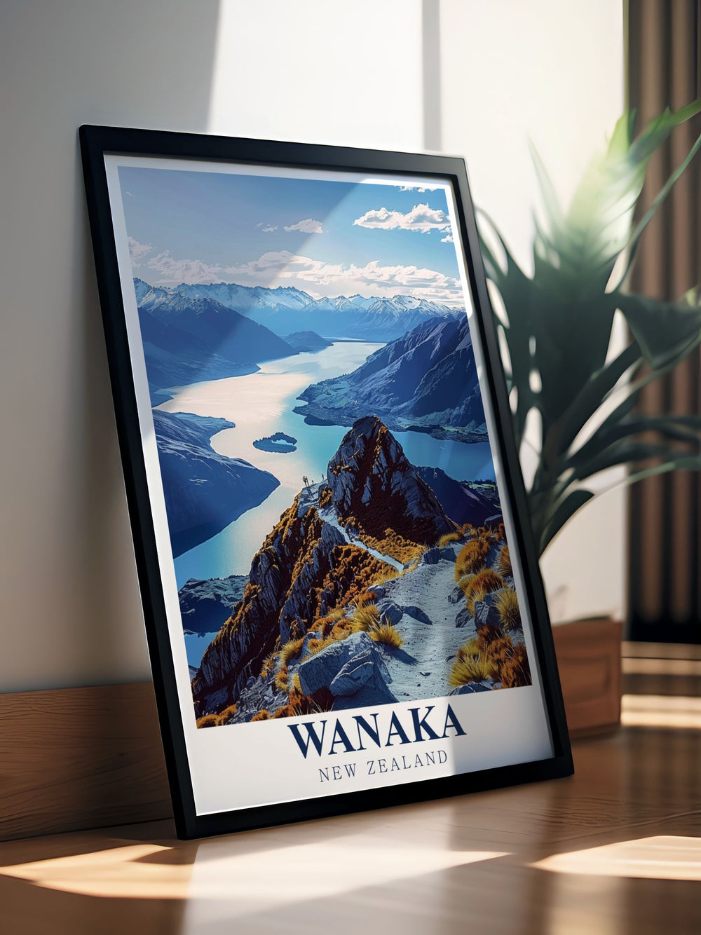 Bring the panoramic views of Wanaka and Roys Peak into your home with this stunning art print Ideal for creating a nature inspired atmosphere this New Zealand poster offers a sense of adventure and serenity for any room in your house or office