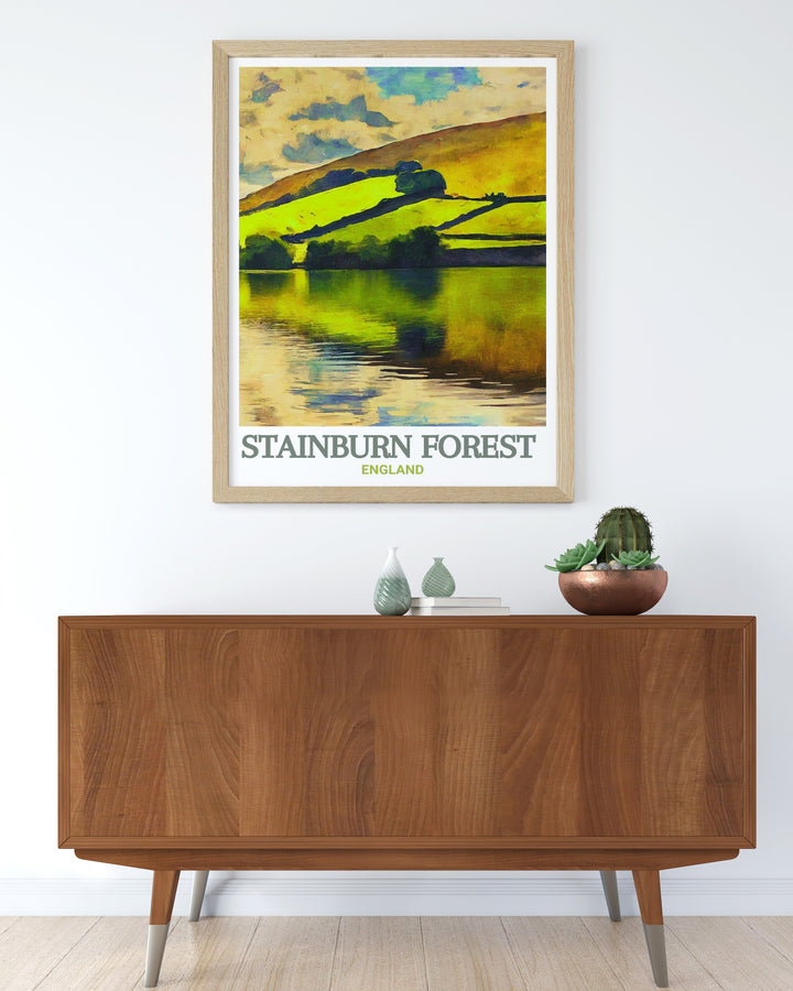 Fewston Reservoir Mountain Biking wall art brings the spirit of cycling and adventure to your space with this detailed print. Stainburn MTB trails and Yorkshires natural beauty come together in this cycling themed decor, making it ideal for any mountain biking enthusiast.