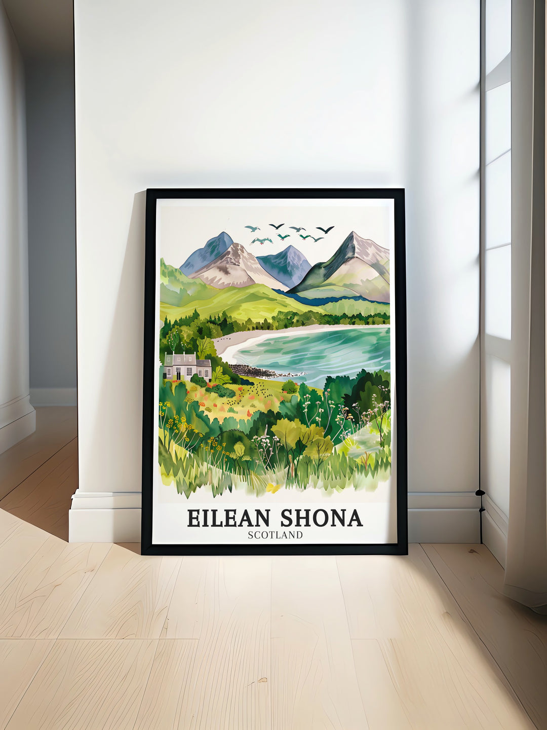 Eilean Shona Posters. These posters bring the stunning landscapes of Eilean Shona, Eilean Shona House, and the Rum Cuillin mountains into your home, making them perfect for travel enthusiasts and art collectors. Ideal for wall decor.