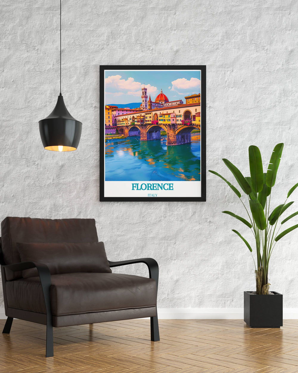 Stunning Ponte Vecchio wall art capturing the vibrant atmosphere of Florence this artwork is perfect for modern decor and makes an excellent gift for lovers of Italian art and culture