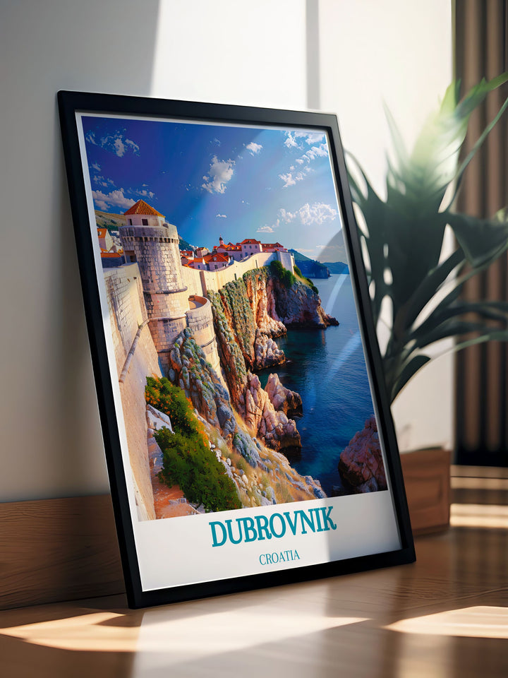 Custom wall decor of Dubrovnik City Walls, featuring stunning views of the Adriatic Sea and the historic architecture.